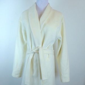 GENNY Prada group Angora WOOL winter white WRAP shawl belted COAT I38 M Italy